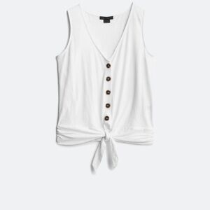 Sanctuary White Button-Down Tie Front Top size small.